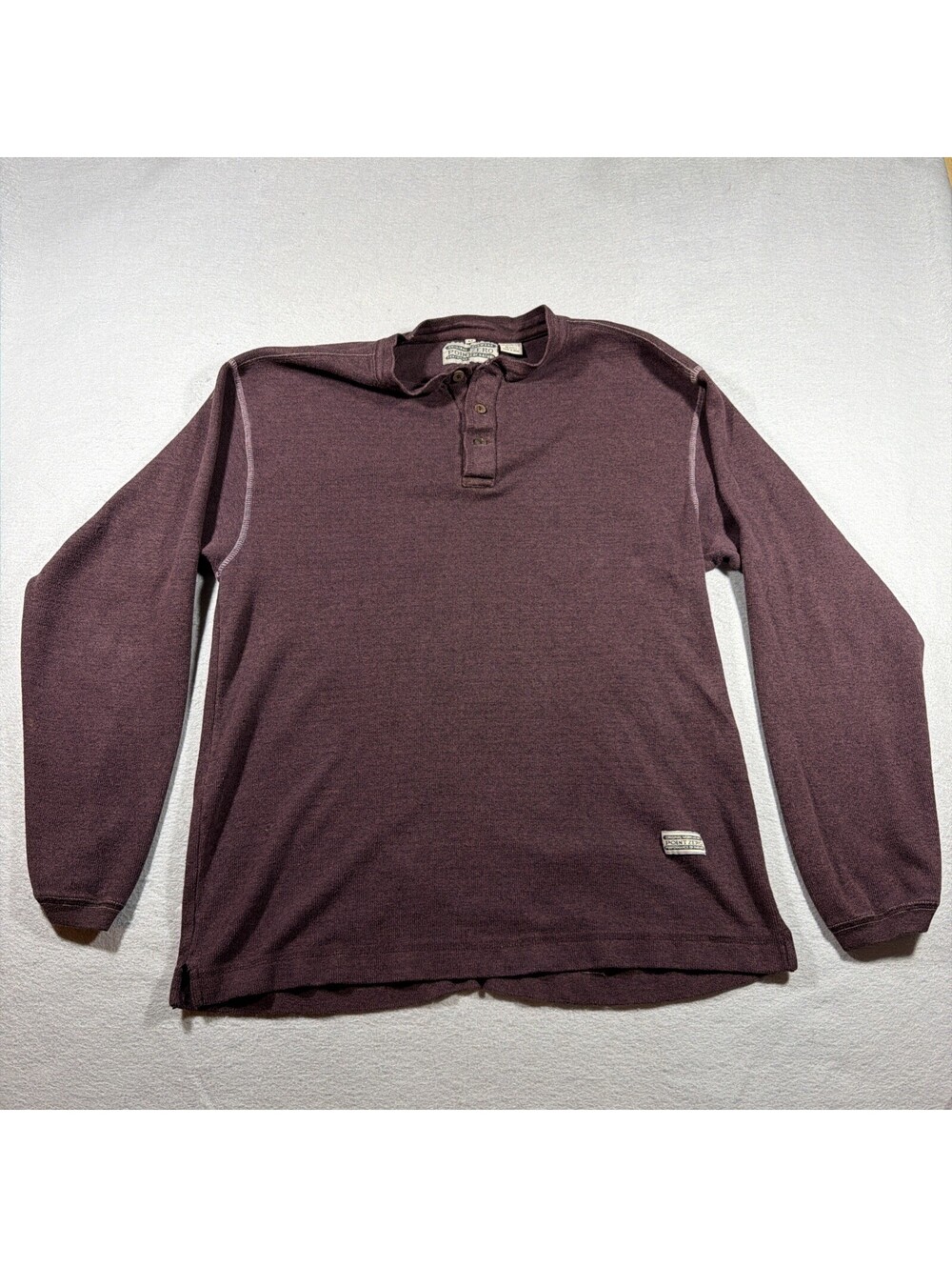 Vintage Point Zero Workwear Burgundy Henley Long Sleeve Shirt Men's M 0191
